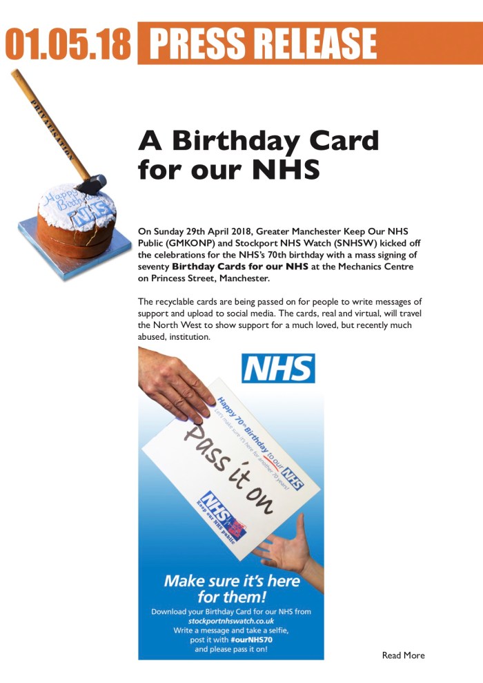 KONP A Birthday Card For Our NHS Campaign Details ourNHS70